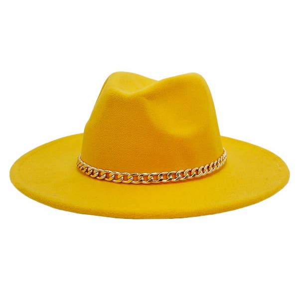 Cap Zone - Wholesale Fedora – Women’s - Boho Chic Gold Chain Rancher Felt Hat12
