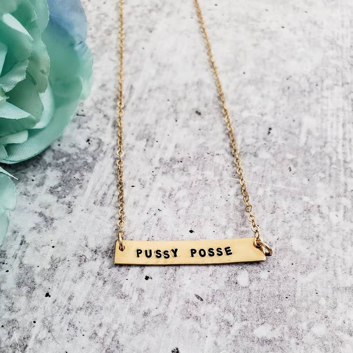 Salt and Sparkle - Wholesale Pendant/Charm Necklace - PUSSY POSSE Classic Bar Necklace