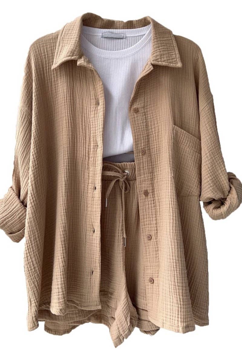 Miss Sparkling - Wholesale Top & Short Set (NOT Loungewear) - Women's -  Two-Piece Shorts Set - Button Down Top2