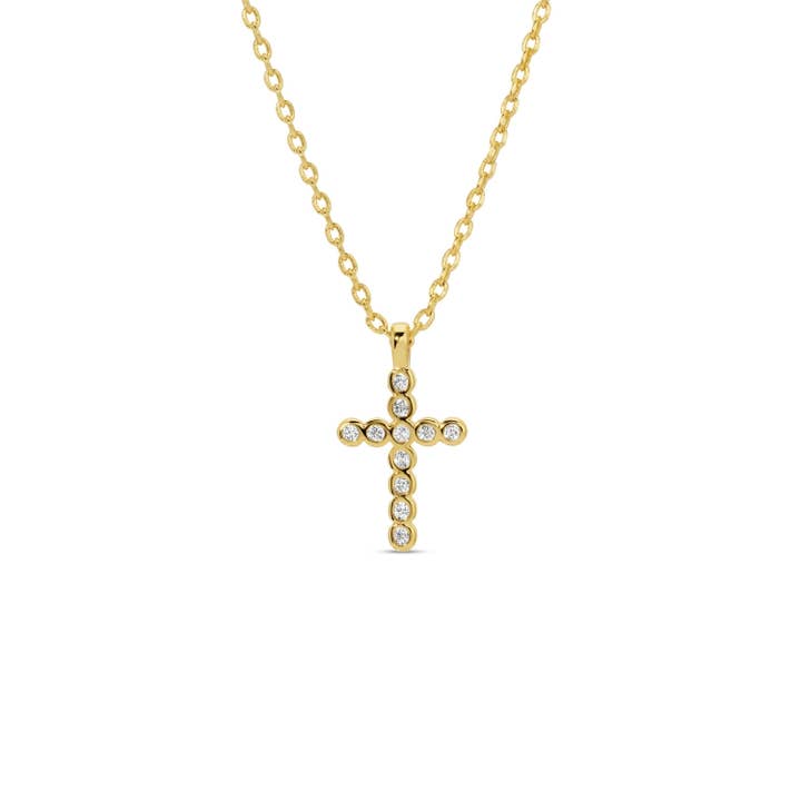 Splendid Iris - Wholesale Pendant/Charm Necklace - Delicate Cz Cross Pendant