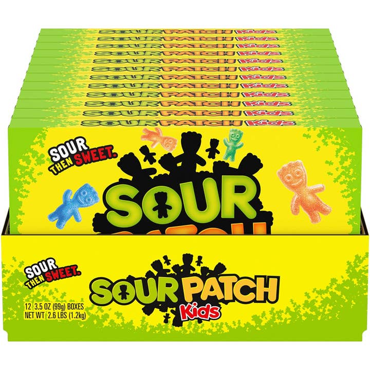 Sour Patch Kids Chewy Candy 3.5 Ounce 12 count theater box for wholesale by Long Island Candy Factory