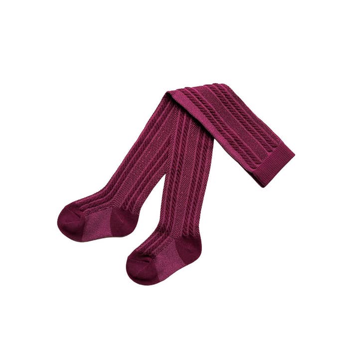 Footed Tights- Burgundy for wholesale by Burrow & Be Australia
