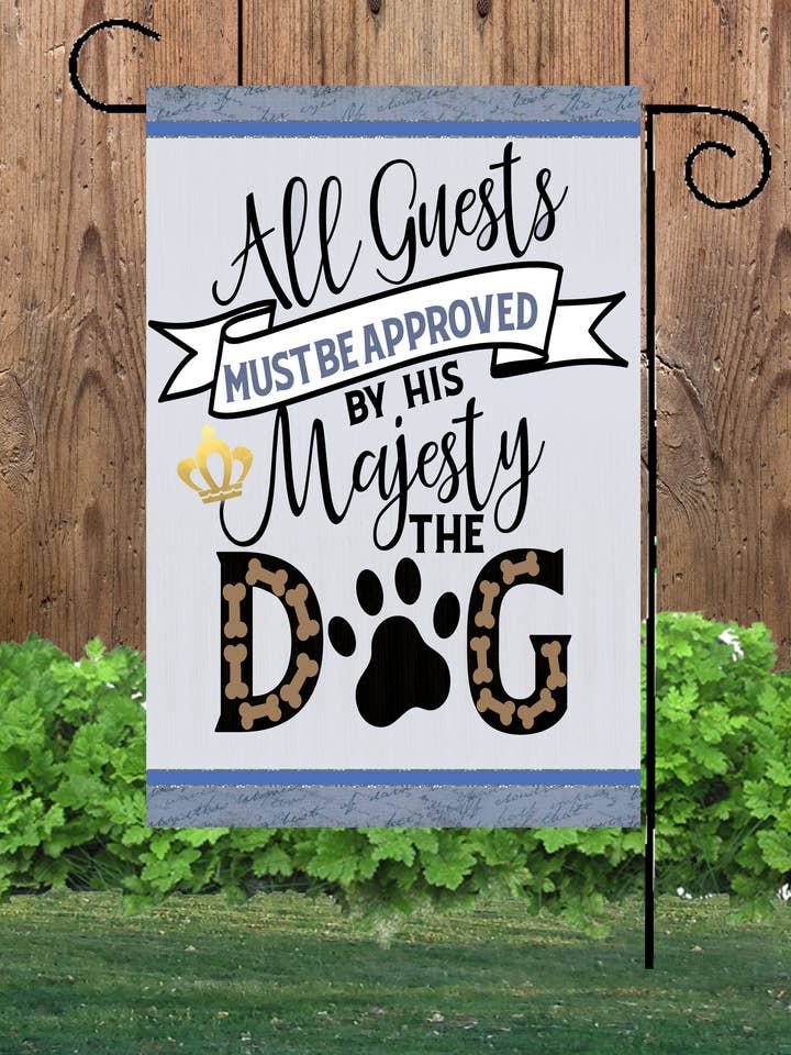 Alla gäster måste godkännas av hunden trädgårdsflagga för wholesale av Happy Cow Lawn Decor