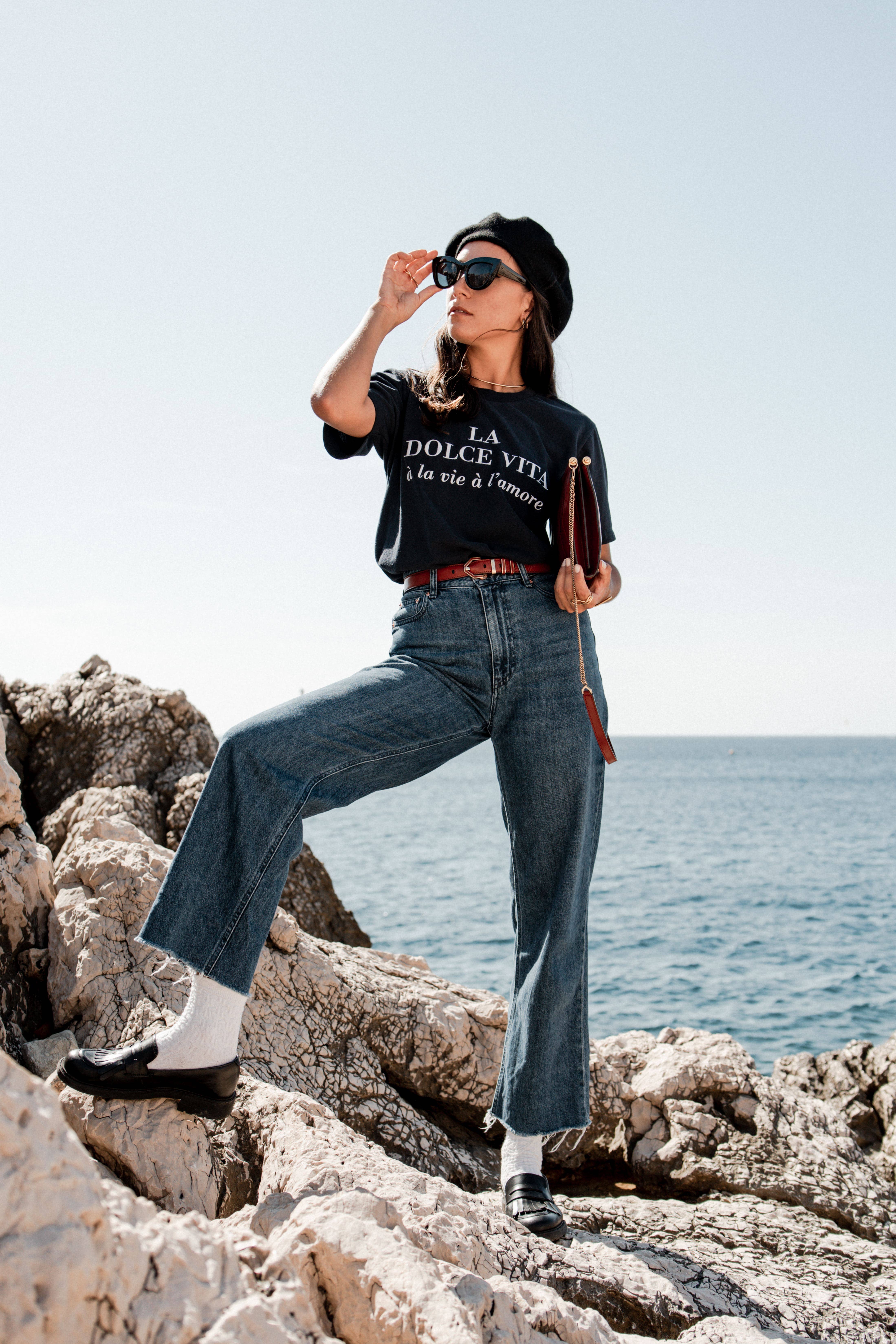 Un baiser français s'il vous plaît - Wholesale Screen Printed T-Shirt - Women's - Navy blue La Dolce Vita T-shirt10