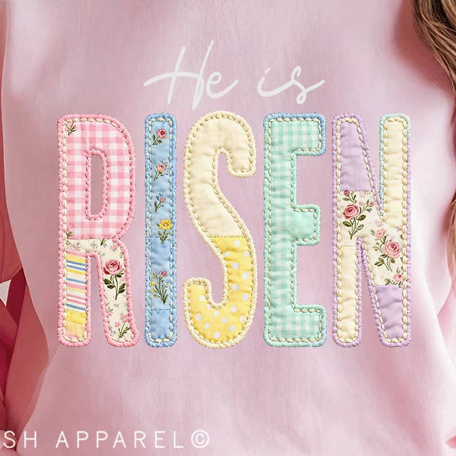 Il est ressuscité Faux matelassé Transfert en couleur complète pour la vente par RBA Transfers