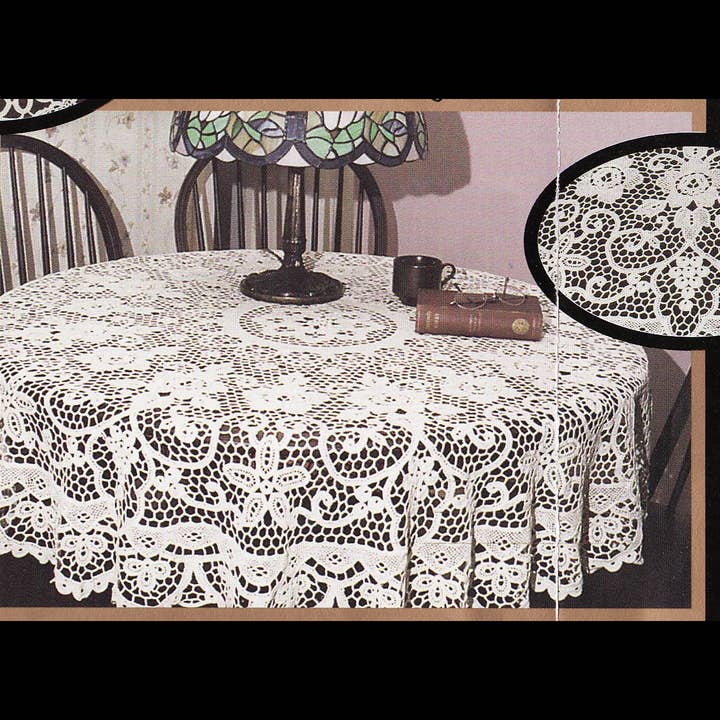 Eastern Sunrise Lace And Linens Inc. - Wholesale Tablecloth - Italian Venetian Crochet Lace Vintage Ecru 60" Round cloth