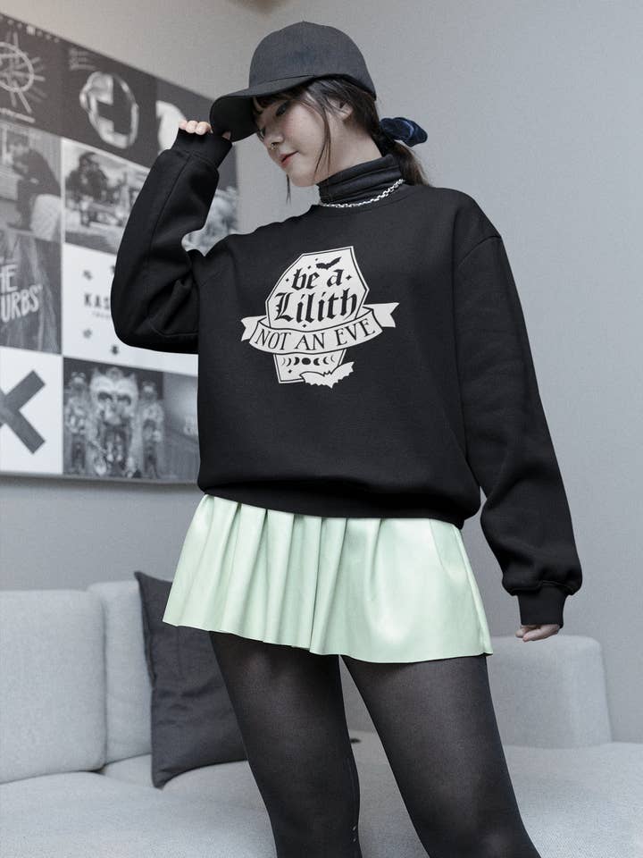 Goth Witchy Sweater, Be A Lilith Coffin for wholesale by Wickedly Divine Shop