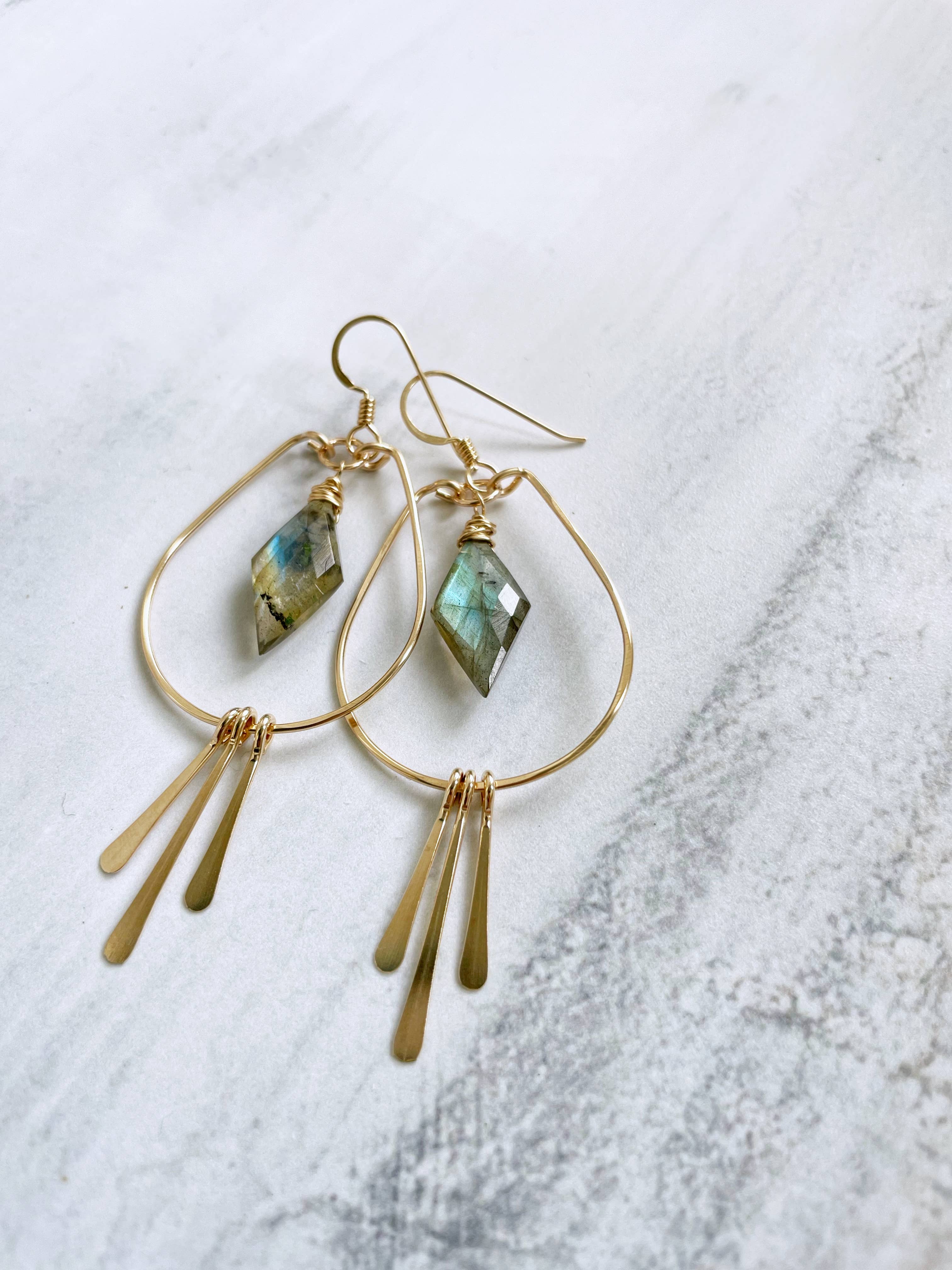 Quinn Sharp Handmade - Wholesale Hoop Earrings - Diamond Gemstone Teardrop Hoops | 14kt Gold Filled, Sterling5