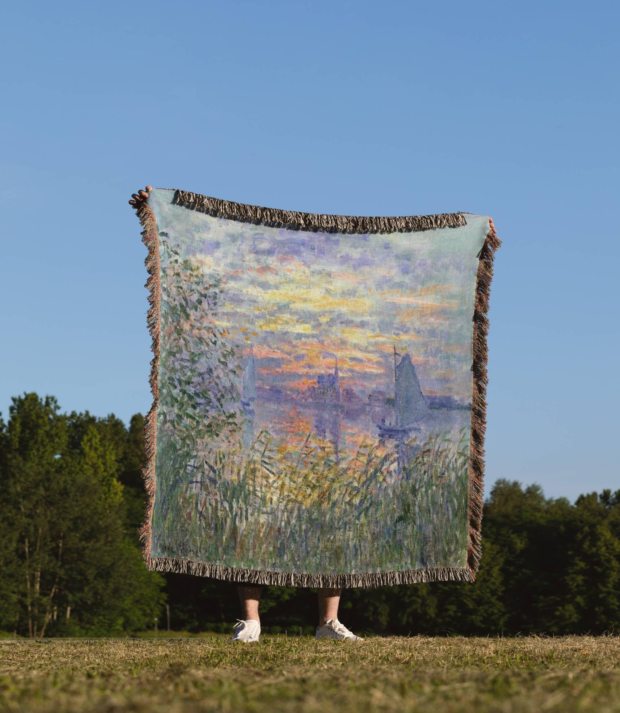 3dRose - Wholesale Throw Blanket - 3dRose, Print of Monet Painting Sunset On The Seine, Blanket1