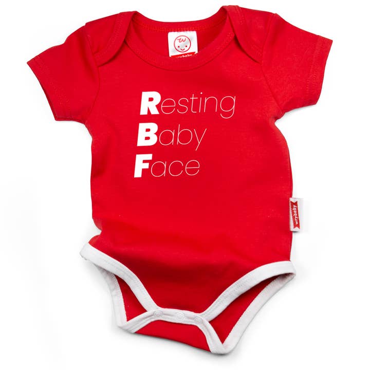 Wry Baby - Wholesale Bodysuit (Non-Footed) - Baby - Resting Baby Face Bodysuit | Funny Baby Clothing | Red