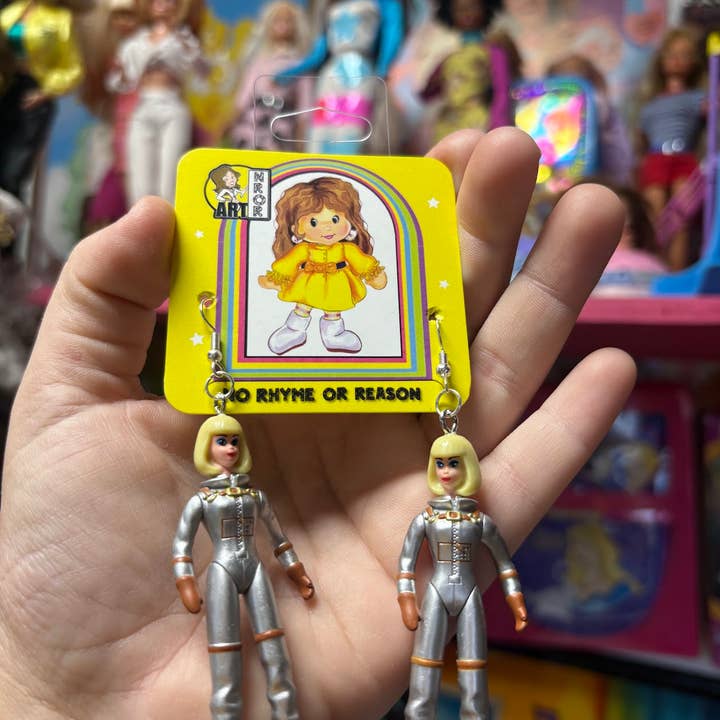 NO RHYME OR REASON ART - Wholesale Dangle Earrings - Astronaut Barbie Earrings - Poseable Doll, Retro7