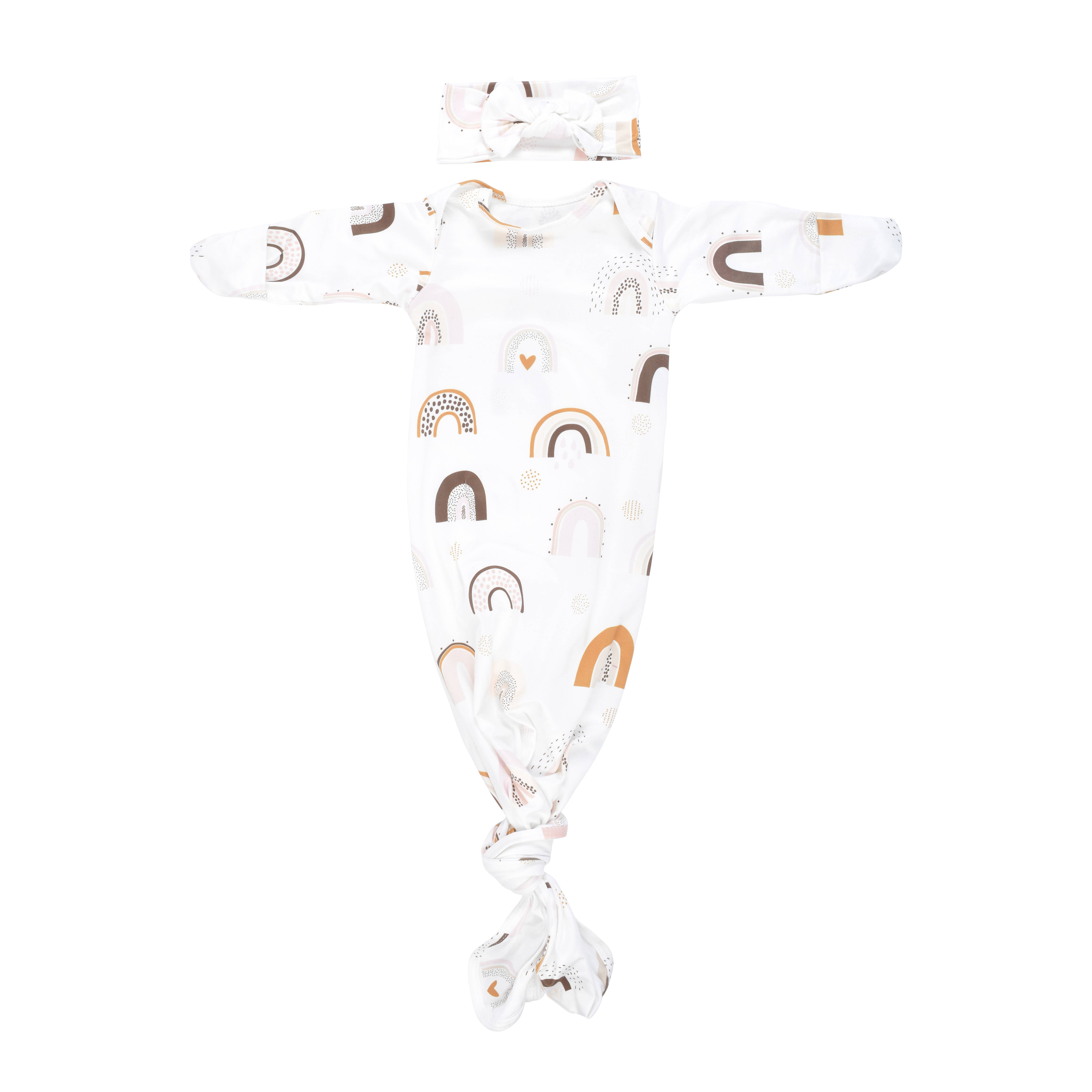 Three Little Tots – wholesale Baby gown – Baby – Rainbow Knotted Gown2