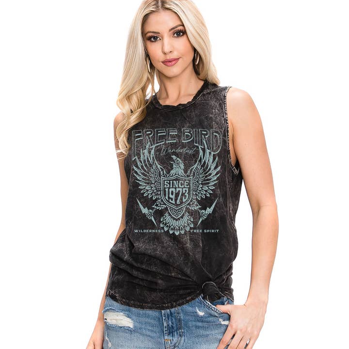 FREE BIRD SINCE 1973 GRAPHIC TANK TOP for wholesale by HRTandLUV
