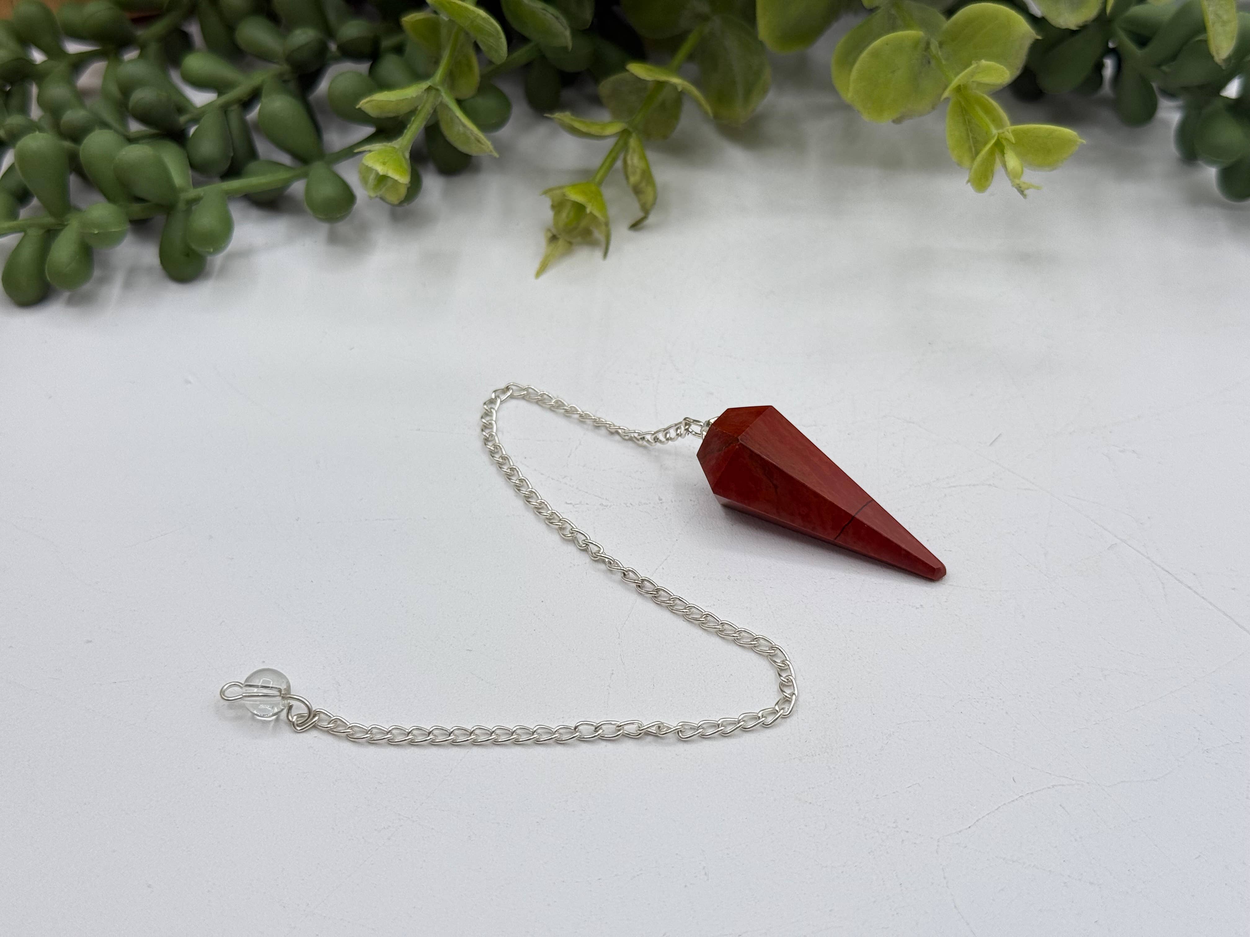 Meraki Gemstones - Wholesale Pendulum Board - Red Jasper Gemstone Pendulum w/Silver Plated Chain 0