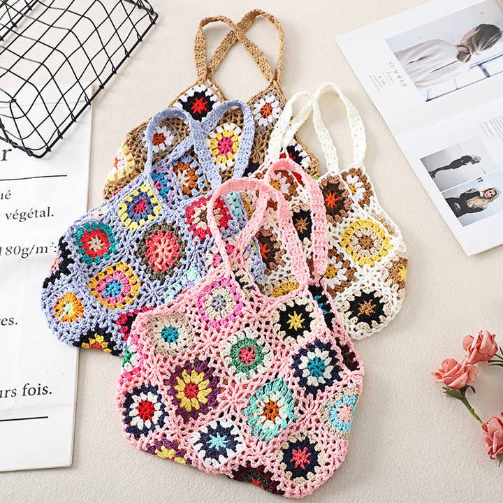 Funkyrel® Atzbranding Limited - Wholesale Tote Bag - Women's - Bohemian Handmade Crochet Bag - Exquisite Handcrafted Handba