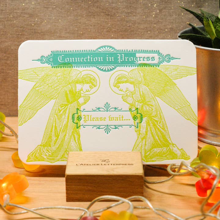 L'Atelier Letterpress - Wholesale Everyday greeting card - Letterpress Card Connected Angels2
