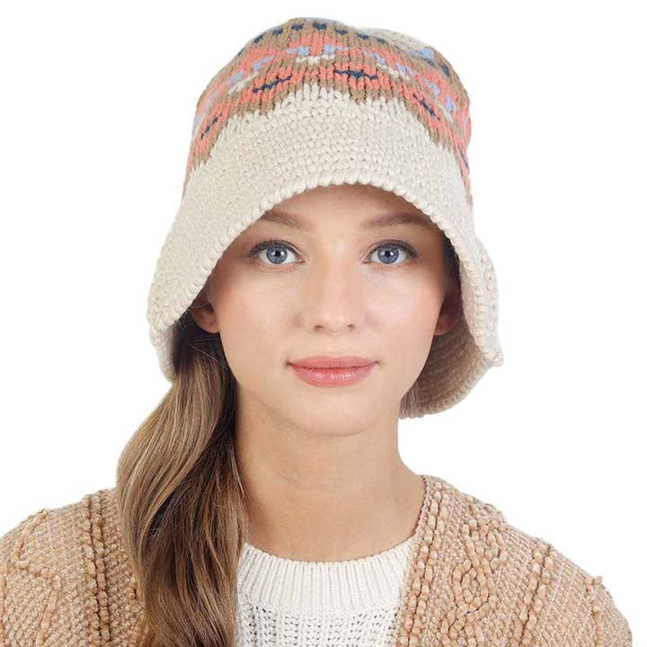 Madeline Love – wholesale Bucket Hat - Dam – Nordiskt mönster stickad hink hatt