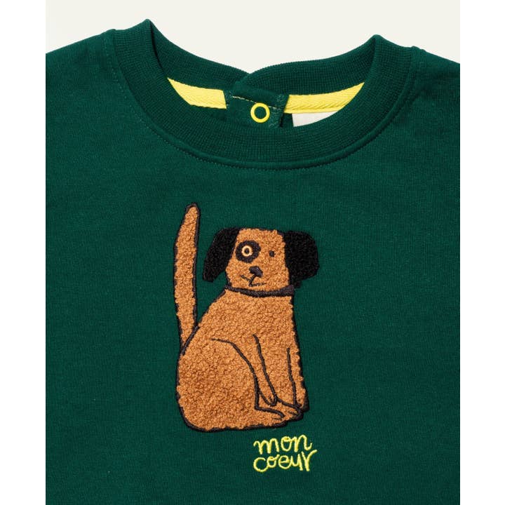 Pine Green Recycled Cotton Spot Baby Sweatshirt for wholesale on Faire