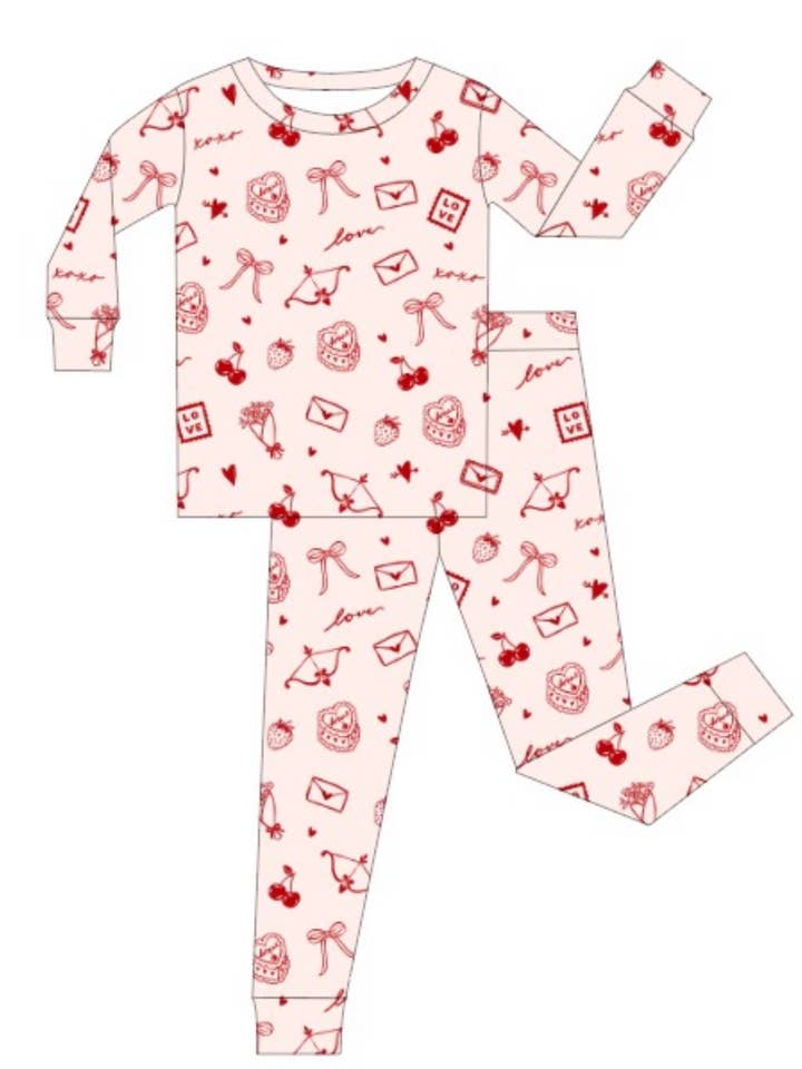 Love Letters Bamboo Two Piece Pajamas for wholesale by Lil Krew & Co