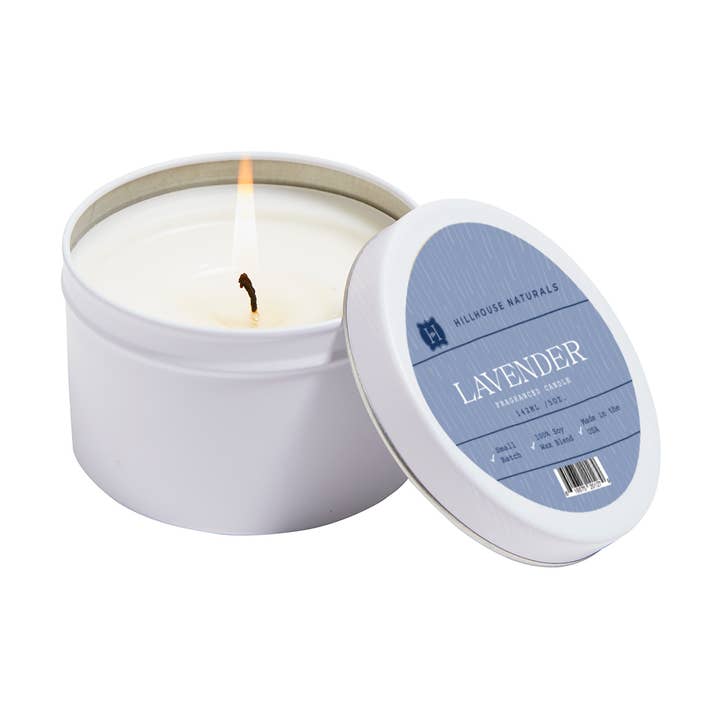 Vela de Lavanda en Lata 5oz Ctn. 6 para venta al por mayor de Hillhouse Naturals/Field+Fleur