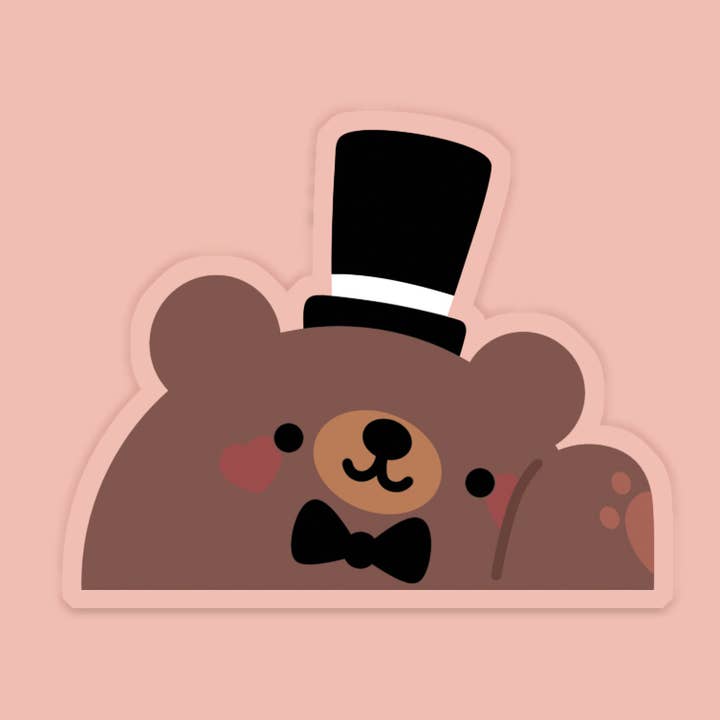 Laura Illustrates - Wholesale Sticker - Groom Bear Facing Right Vinyl Sticker | Wedding Sticker