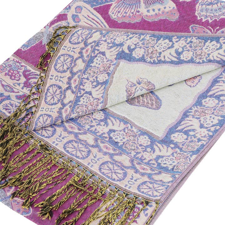 ASSORTED Bohemian Floral Butterfly Pashmina Shawl for wholesale on Faire2