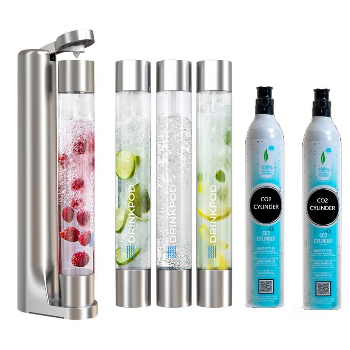 DRINKPOD LLC - Wholesale Kitchen appliance - FIZZPod Soda Machine + 2 CO₂ Cylinder - Make Homemade Sparkling Water, Juice, Tea and Cocktail Drinks with Fruits & Candy9
