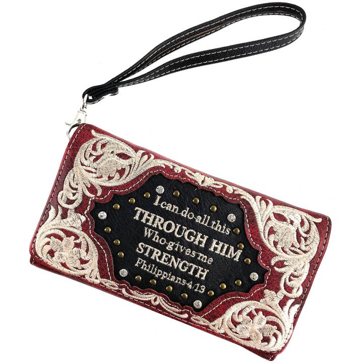 Lunar Deer – wholesale Axelväska - Dam – Bible Verse Philippians 4:13 Broderi Crossbody plånbok