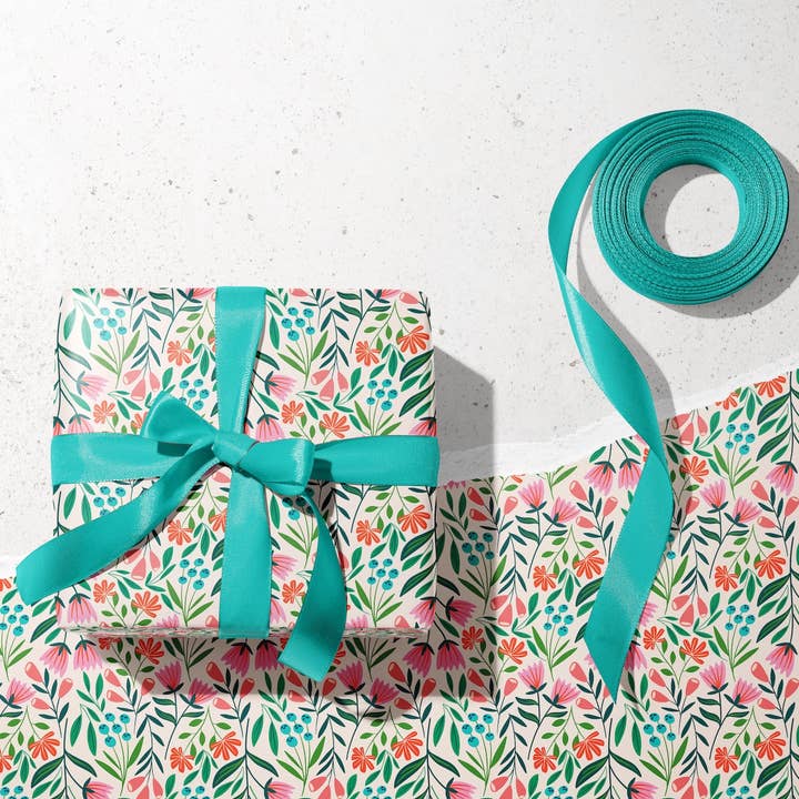 White Garden Wrapping Paper - Floral Gift Wrap (1 Sheet) for wholesale by Rebecca Jane Woolbright