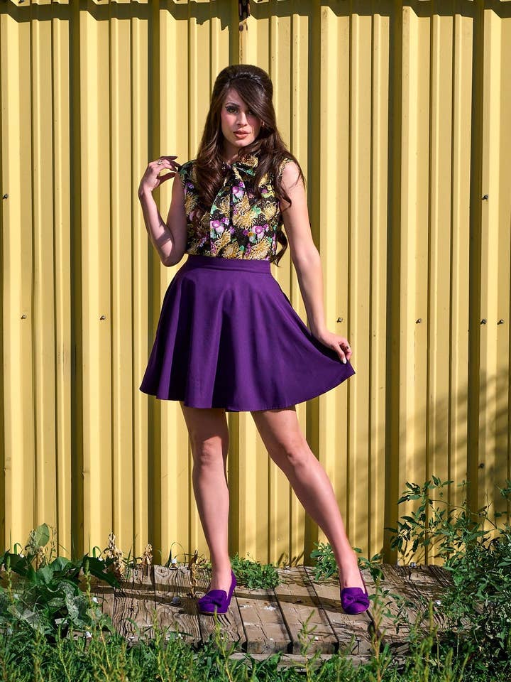 Paarse skaterskirt voor wholesale door Retrolicious