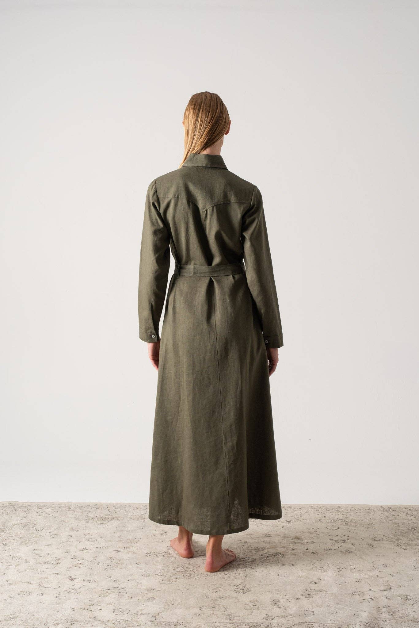 LUXMII – Engroshandel Kjole - Dame – Arlo Skjorte Maxi Kjole Khaki7