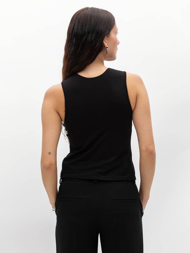 Bella Black Viscose Women's Knit Top for wholesale on Faire7