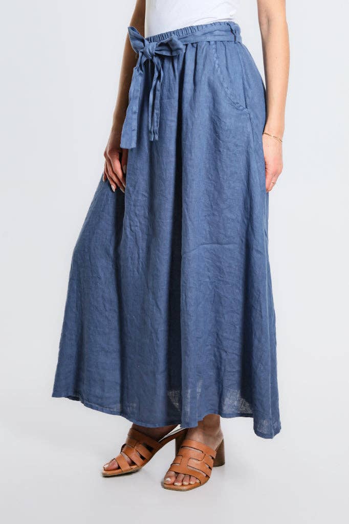 TINA Stephens Italy/Tees By Tina - Wholesale Skirt - Women's - Angie A-Line Long Linen Skirt with Pockets (SL113)2