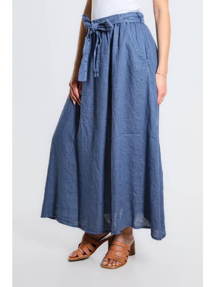 TINA Stephens Italy/Tees By Tina - Wholesale Skirt - Women's - Angie A-Line Long Linen Skirt with Pockets (SL113)2