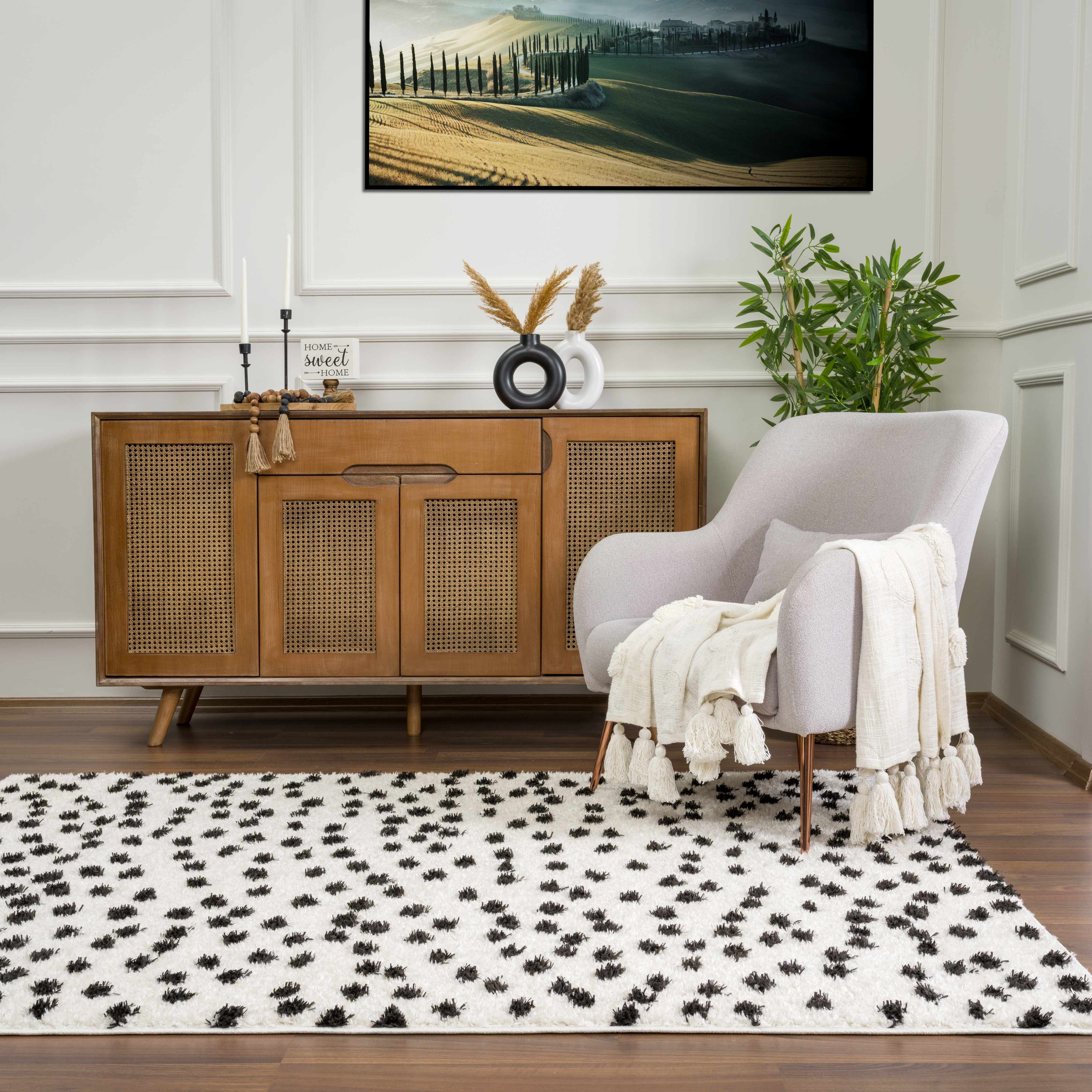 Hauteloom - Wholesale Area Rug - Cansu Black & White Dotted Area Rug15