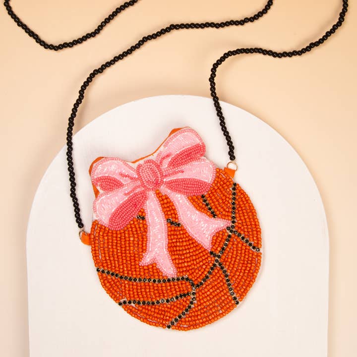 SP Sophia Collection - Wholesale Crossbody Bag - Women's - Gameday Beaded Basketball Crossbody Bag with Clasp Closure