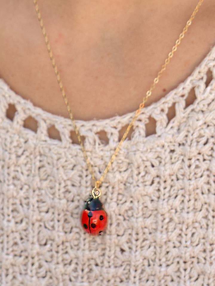 Tiny Ladybug Necklace for wholesale by Peter and June