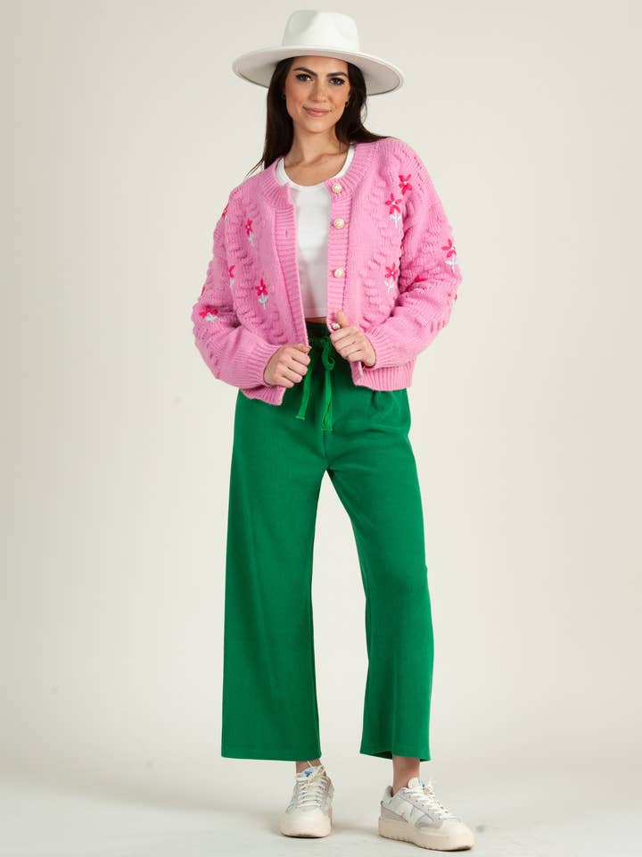 Lucca Couture - Vendita all'ingrosso Cardigan - Donna - Cardigan rosa ricamato a fiori