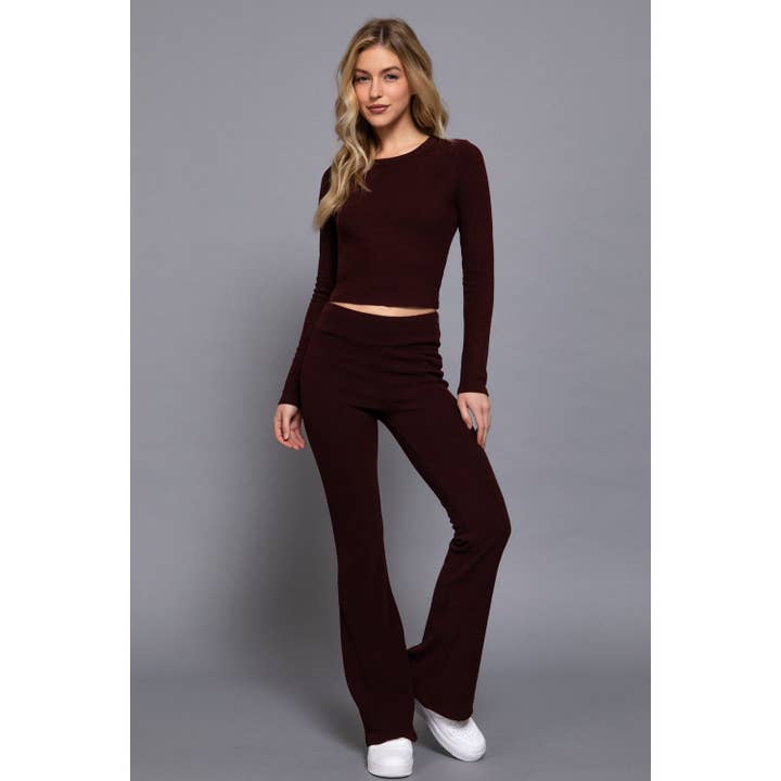 Style Up - Wholesale Lounge Set - Women's - Two Piece Crop Top Flare Pants Set9