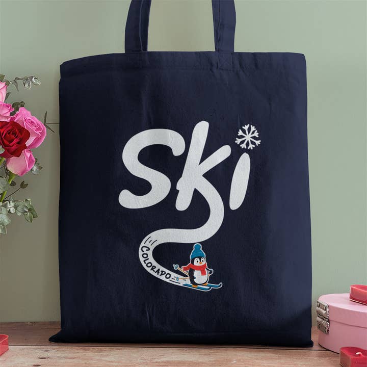 Colorado Kinderen Ski Schattige Pinguïn Katoenen Keper Boodschappentassen voor wholesale door RetroPlanet