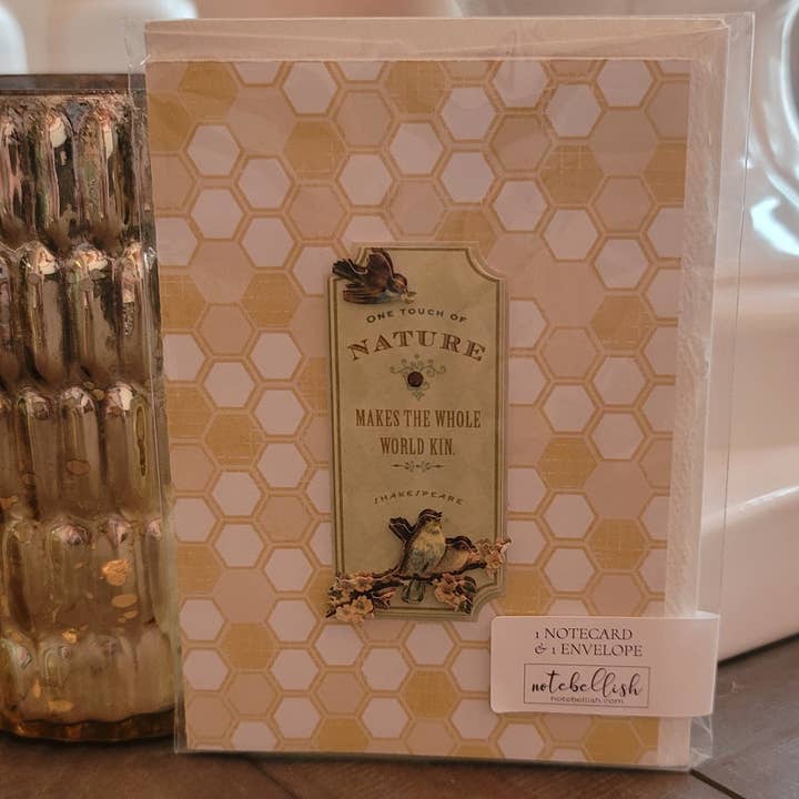 Met de natuur versierde notitiekaart met versierde rand voor wholesale door Notebellish