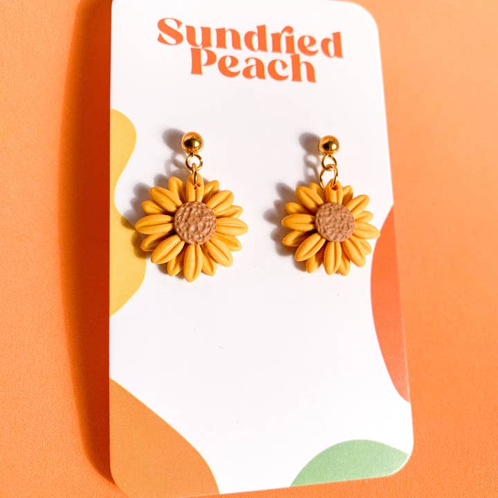 Sundried Peach - Wholesale Dangle Earrings - Sunflower Dangles