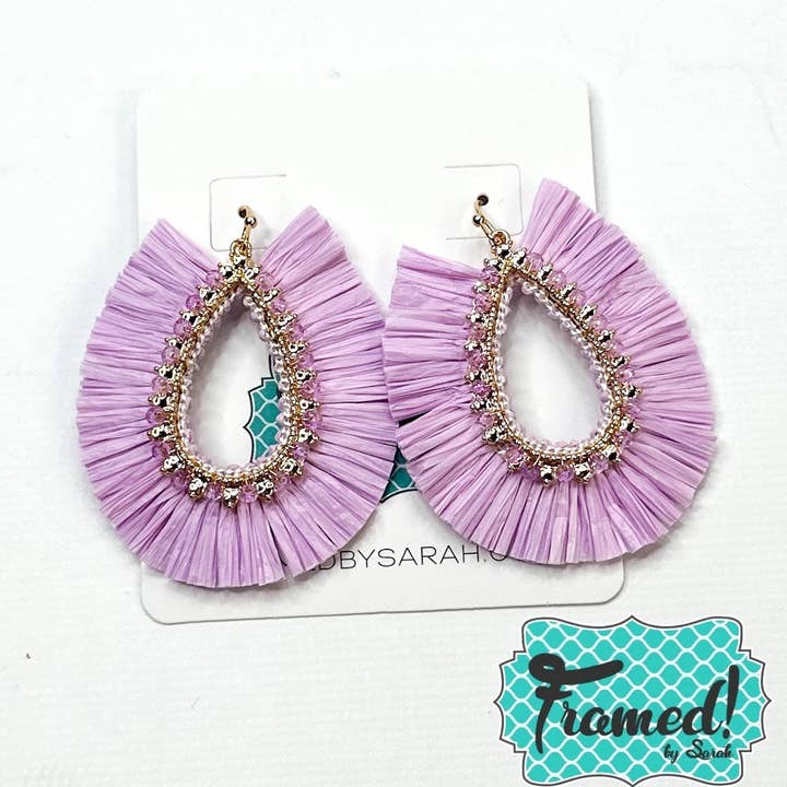 Pendientes de rafia lavanda para venta al por mayor de Framed By Sarah