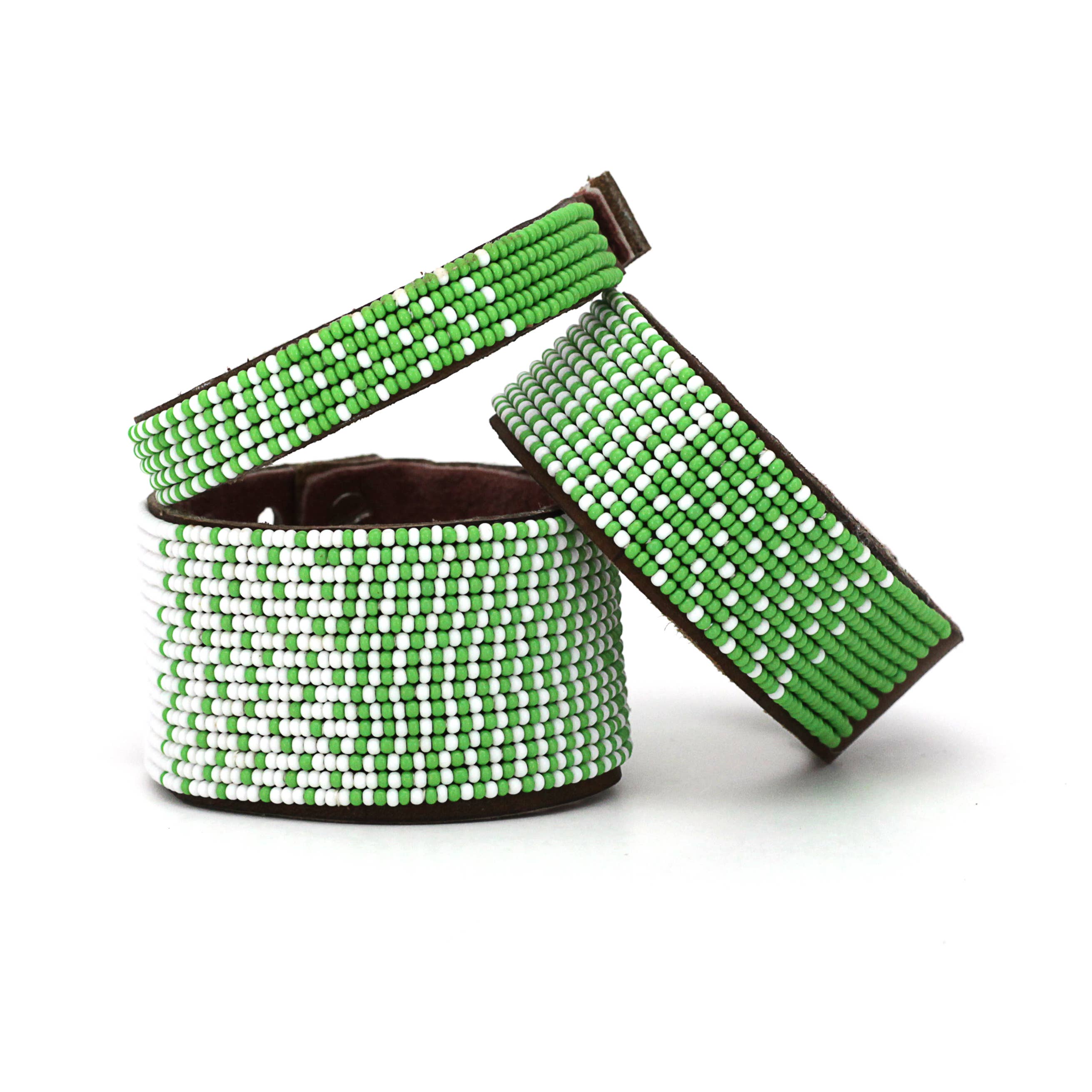 Swahili Coast - Wholesale Cuff Bracelet - Small Green and White Ombre Leather Cuff1
