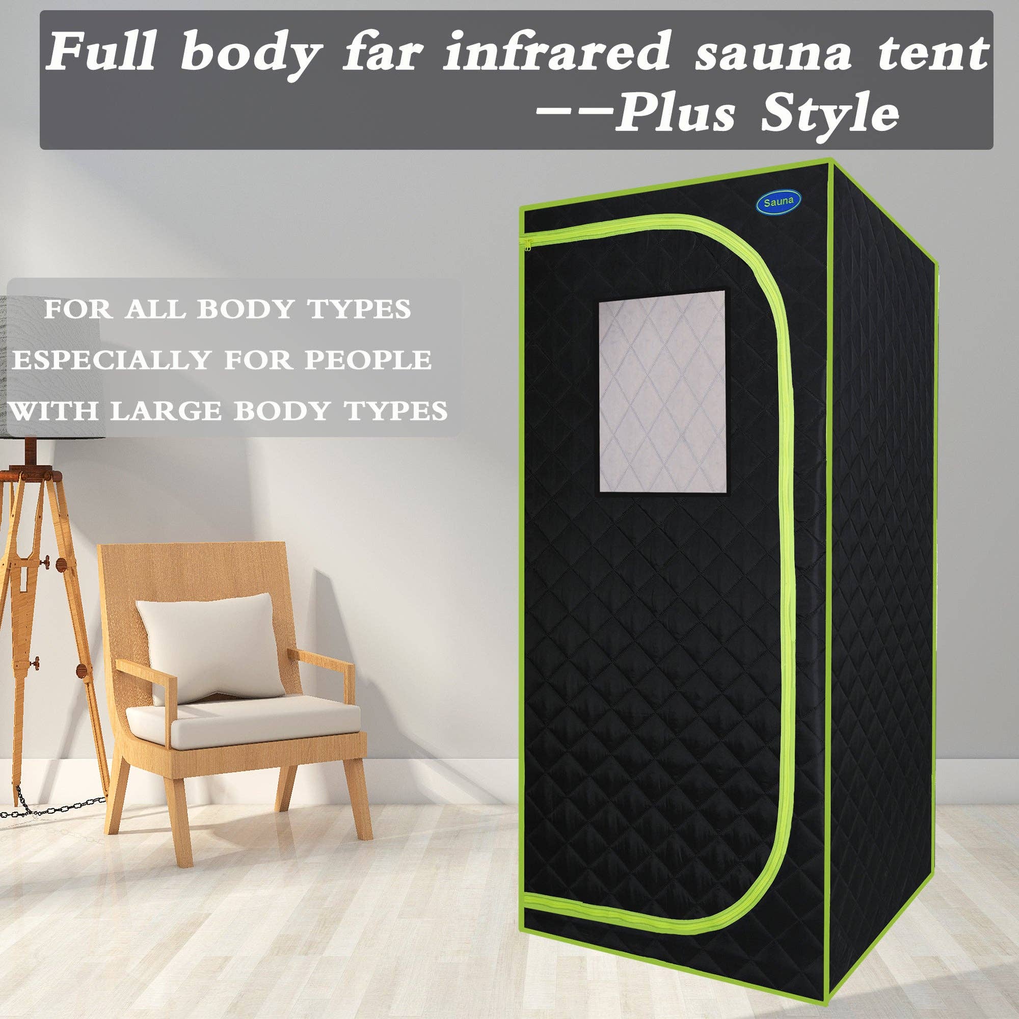 Orange County Decor - Wholesale Tent - Portable Plus Type Full Size Far Infrared Sauna Tent. Spa, Detox ,Therapy And Relaxation At Home.Larger Space,Stainless Steel Connector Easy To Install, With Fcc Certification Black Black Polyester0