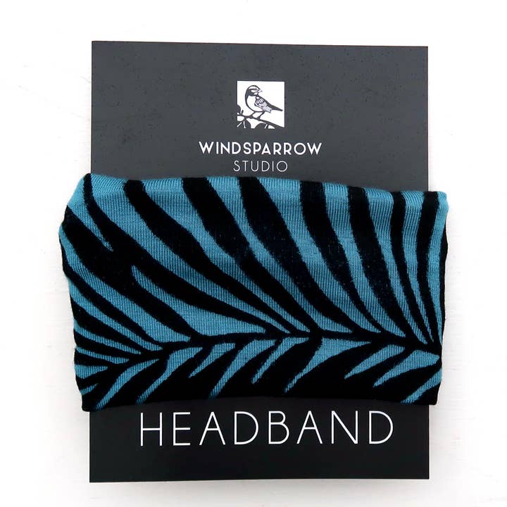 Headband - Palm Leaf (black ink) for wholesale by Windsparrow Studio