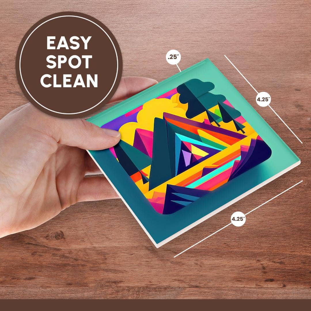 3dRose - Vente Sous-verre - 3dRose, Image décorative abstraite colorée de montagnes. Cadeau pour campeur heureux, Sous-verre6