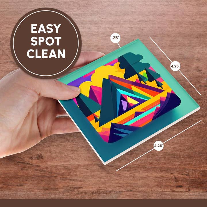 3dRose - Vente Sous-verre - 3dRose, Image décorative abstraite colorée de montagnes. Cadeau pour campeur heureux, Sous-verre6