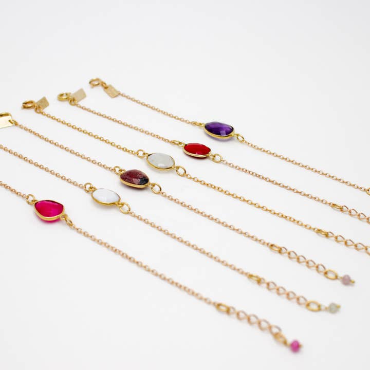 Lot de 6 Bracelets pierres - CATHY CHAUD pour la vente par L'Atelier des Dames