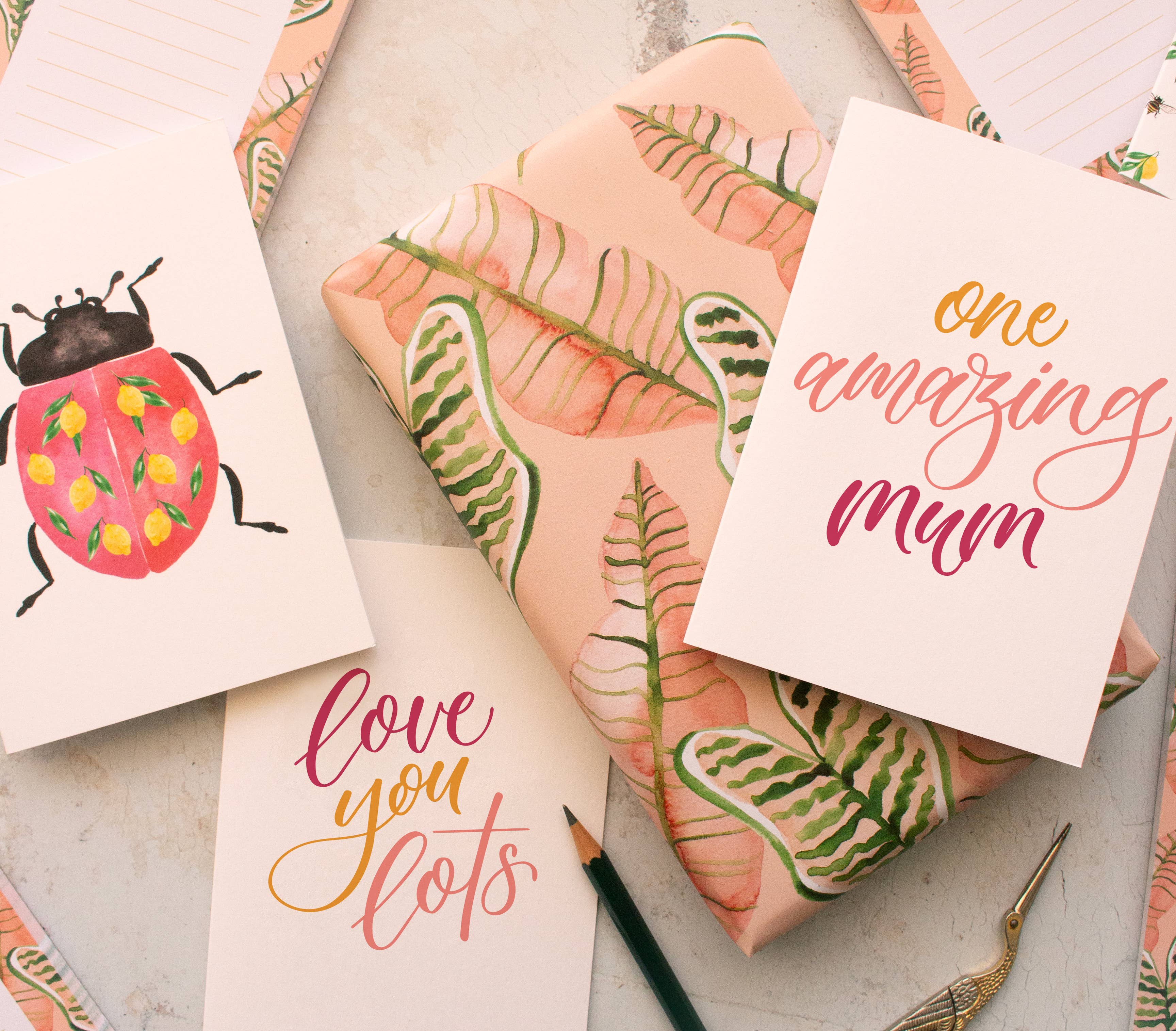 littlehoothoot - Wholesale Flat wrap - Pink Jungle Leaves Gift Wrap Sheet3